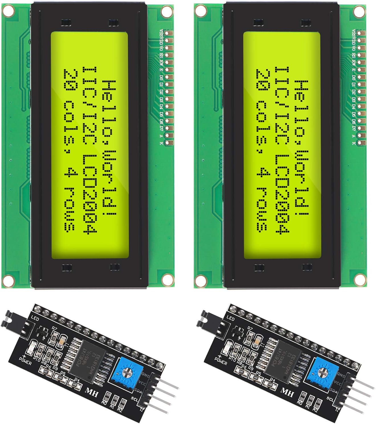 Turing Pi 2 - ブルーバックライトモジュール,インターフェイスアダプター付き,20x4,シリアルLCD,ラズベリーパイと互換性,2個,iic,i2C,2004