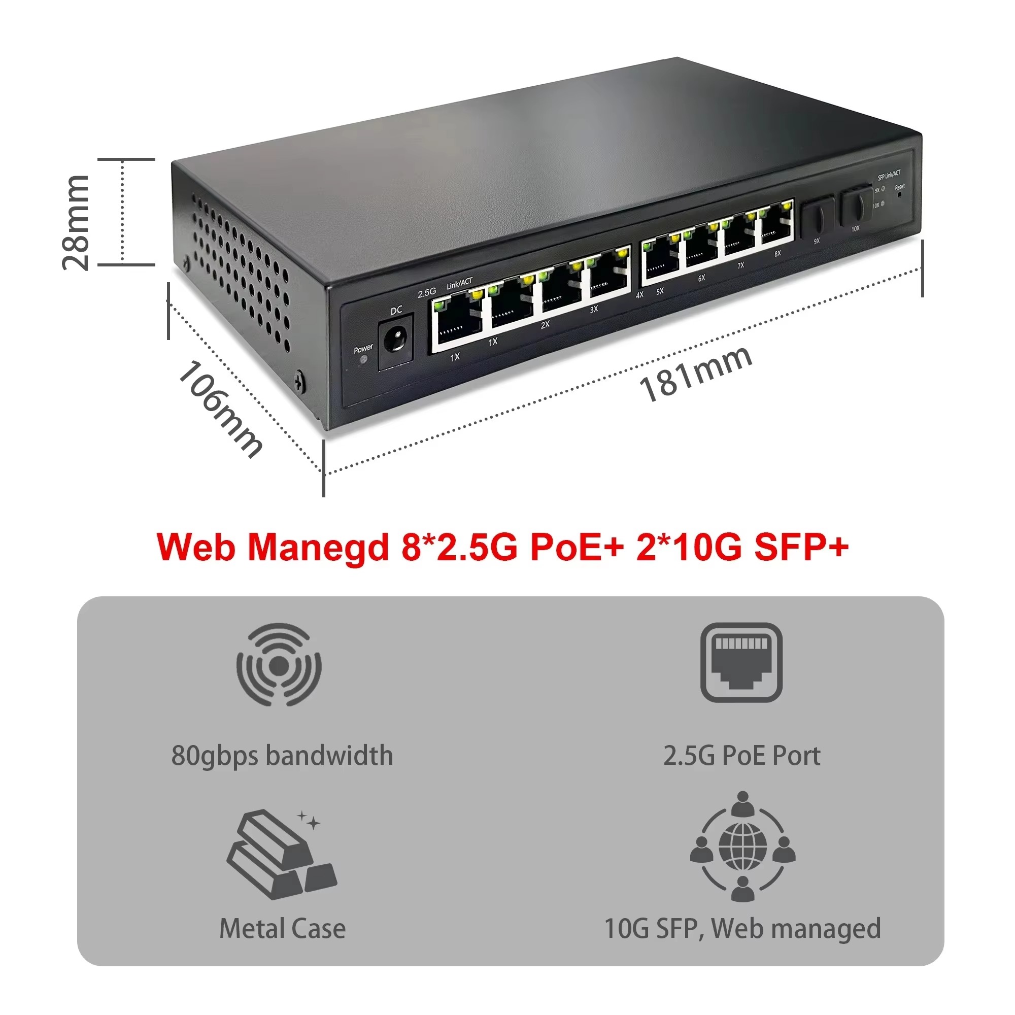 2.5G スマートウェブ管理対応 PoE スイッチ、8ポート - Sfp+ 10G Managed Switch 8 Port のレビューと価格